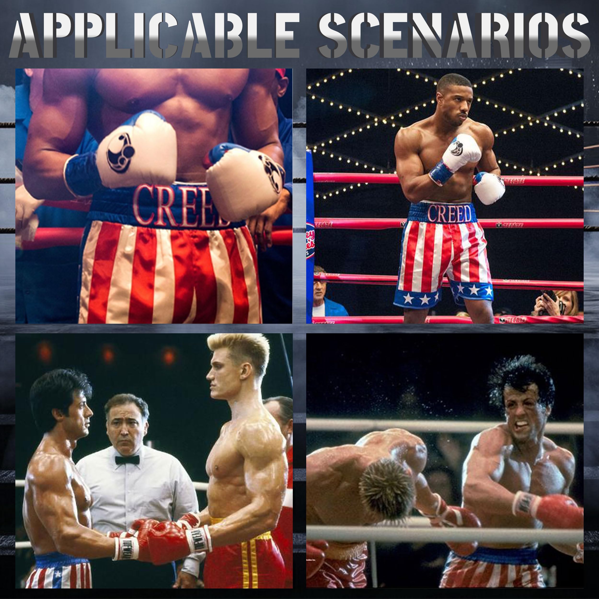 Regenboog Adult Rocky Balboa Boxing Shorts,American Flag Boxing Shorts Adult,USA Boxer Shorts - Image 3