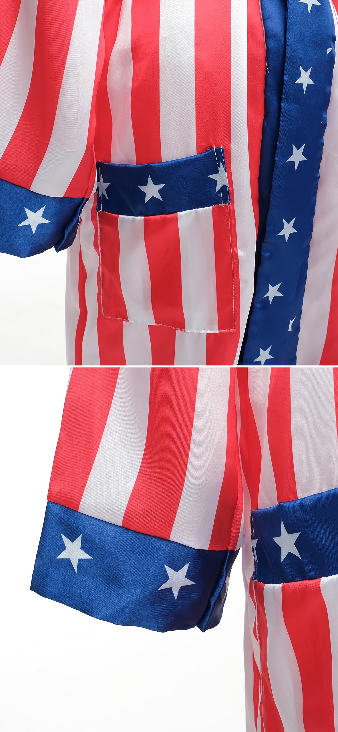 Regenboog American Flag Boxing Costume Men and Women,Rocky Balboa Costume Adult,Satin Boxer Robe Shorts Belt,Boxing Gloves - Image 7