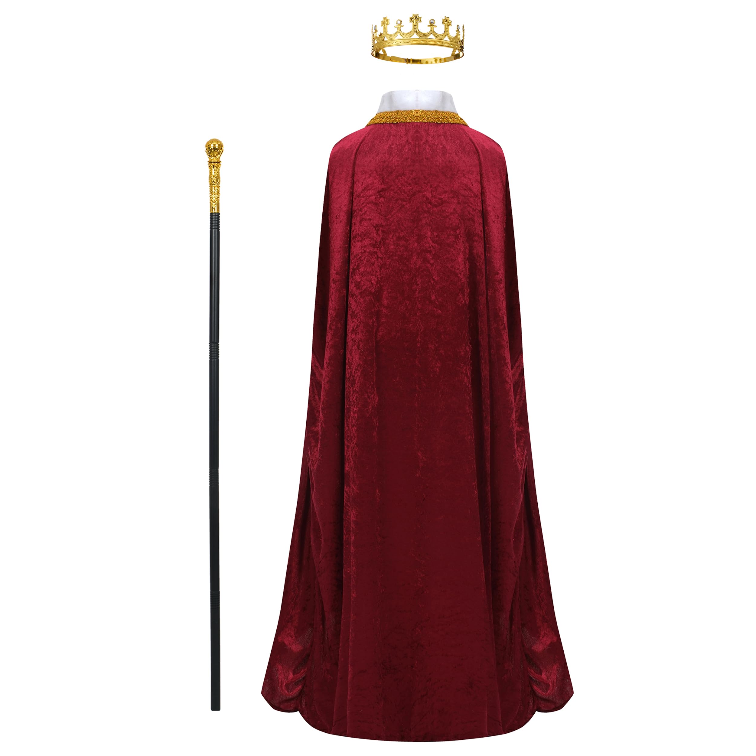 Regenboog King Costume for Men and Women, Queen Costume,Adult King Cape Robe Metal Crown Scepter, Lord Farquaad Costumes - Image 3