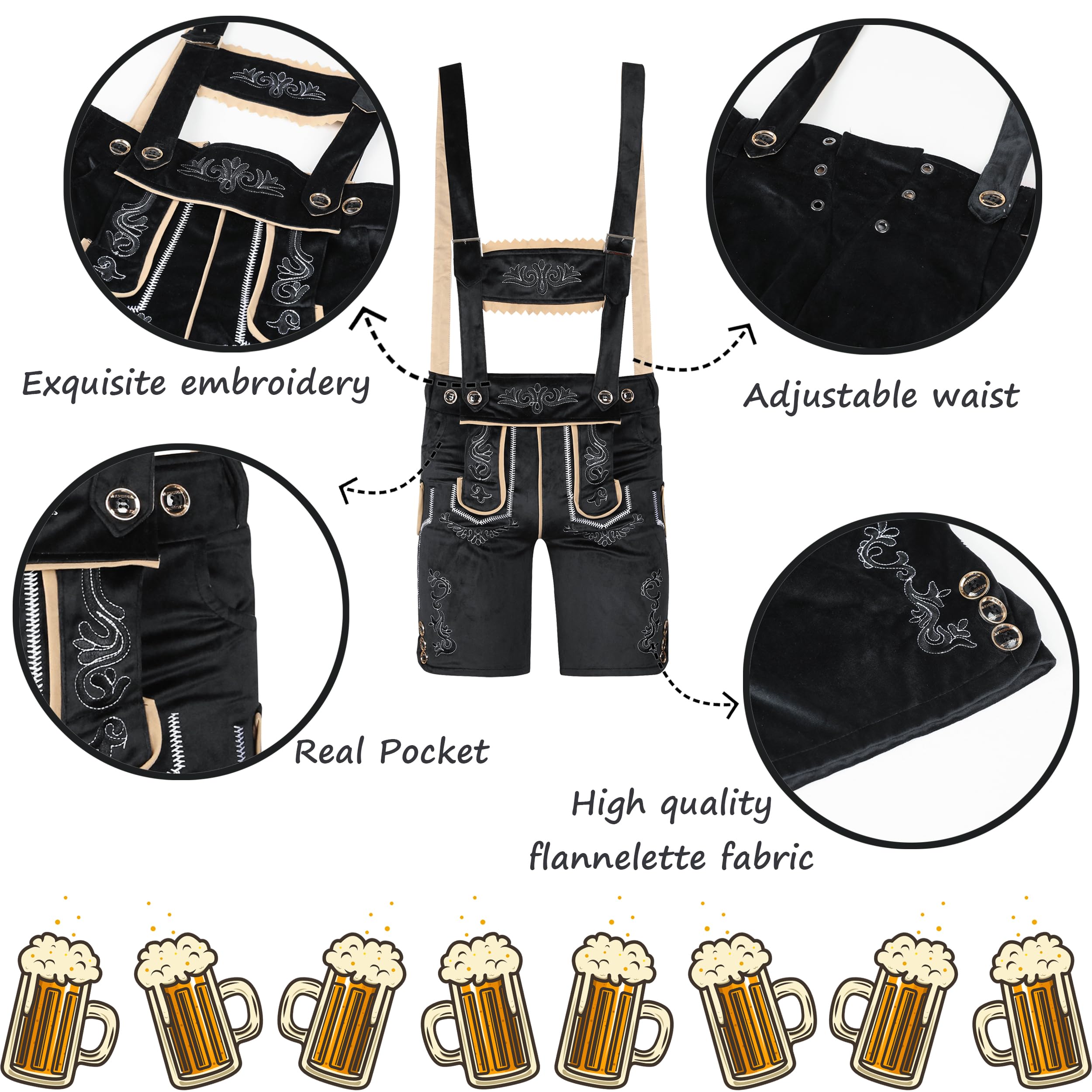 Regenboog Lederhosen Men, Bavarian Oktoberfest Costume Men,Oktoberfest Traditional Costume,Brown - Image 3