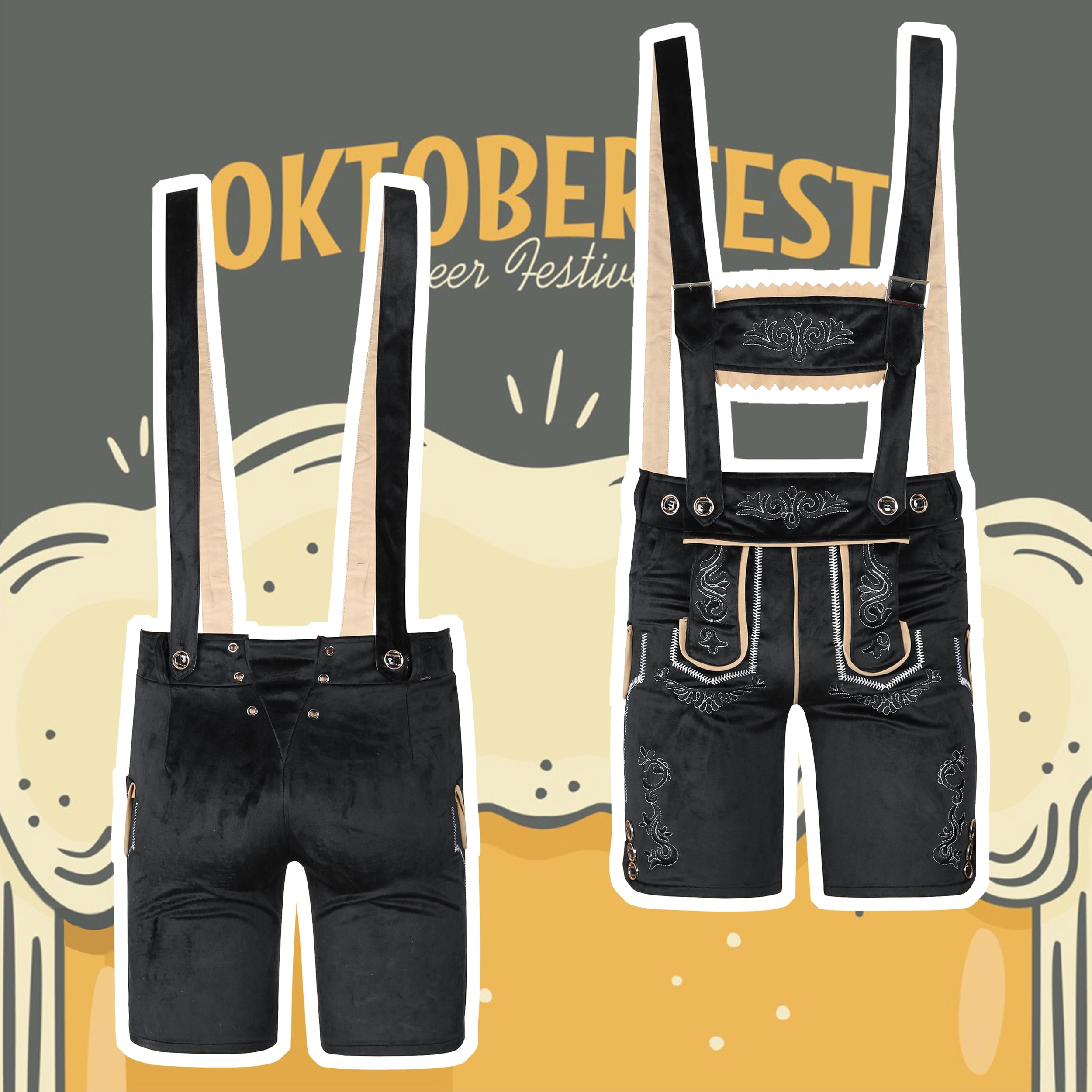 Regenboog Lederhosen Men, Bavarian Oktoberfest Costume Men,Oktoberfest Traditional Costume,Brown - Image 5