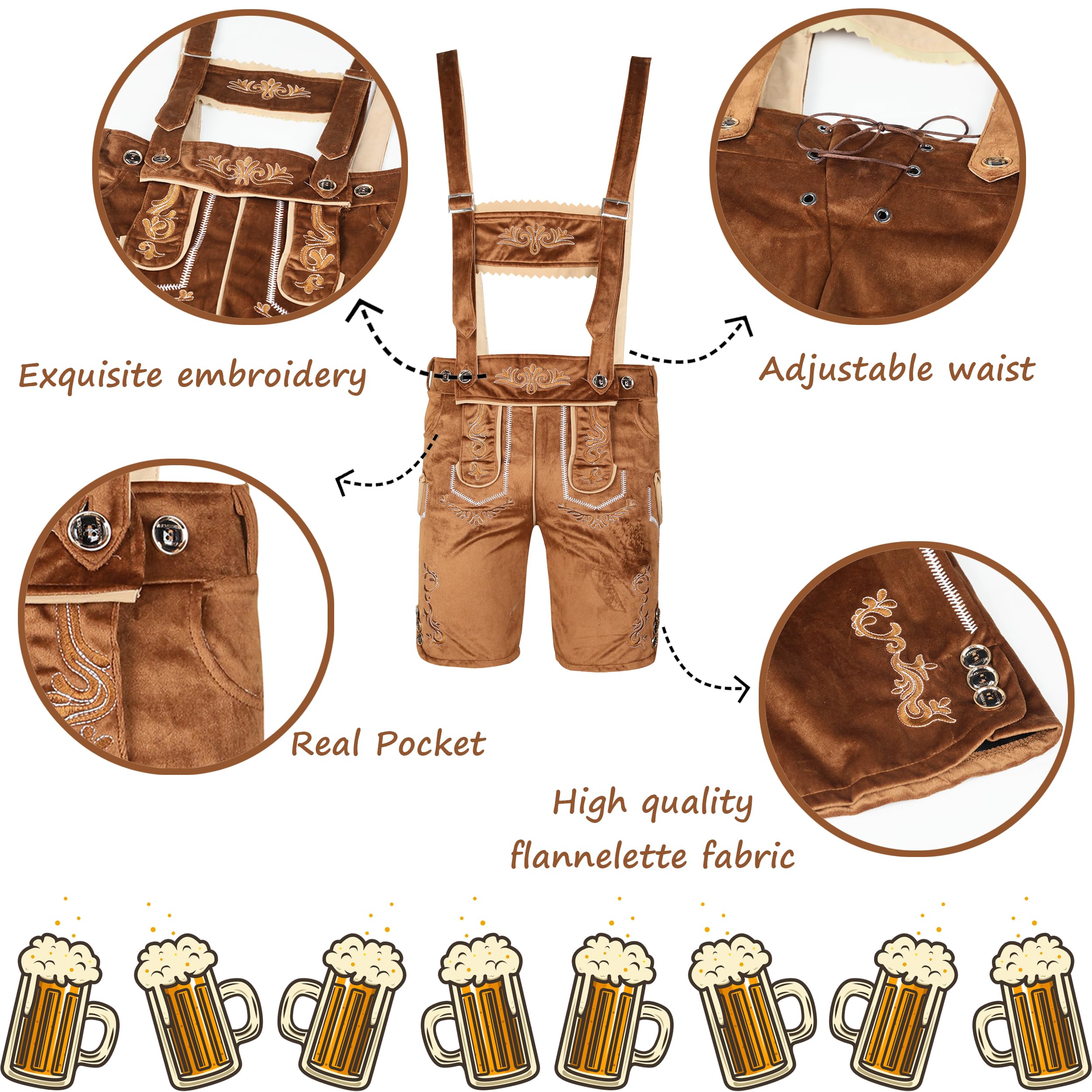 Regenboog Lederhosen Men, Bavarian Oktoberfest Costume Men,Oktoberfest Traditional Costume,Brown - Image 3