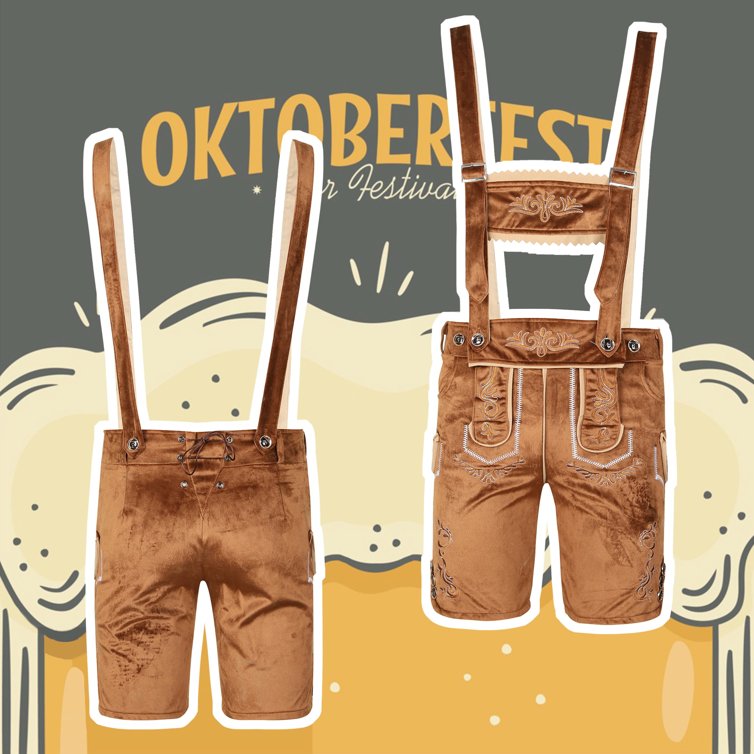 Regenboog Lederhosen Men, Bavarian Oktoberfest Costume Men,Oktoberfest Traditional Costume,Brown - Image 5