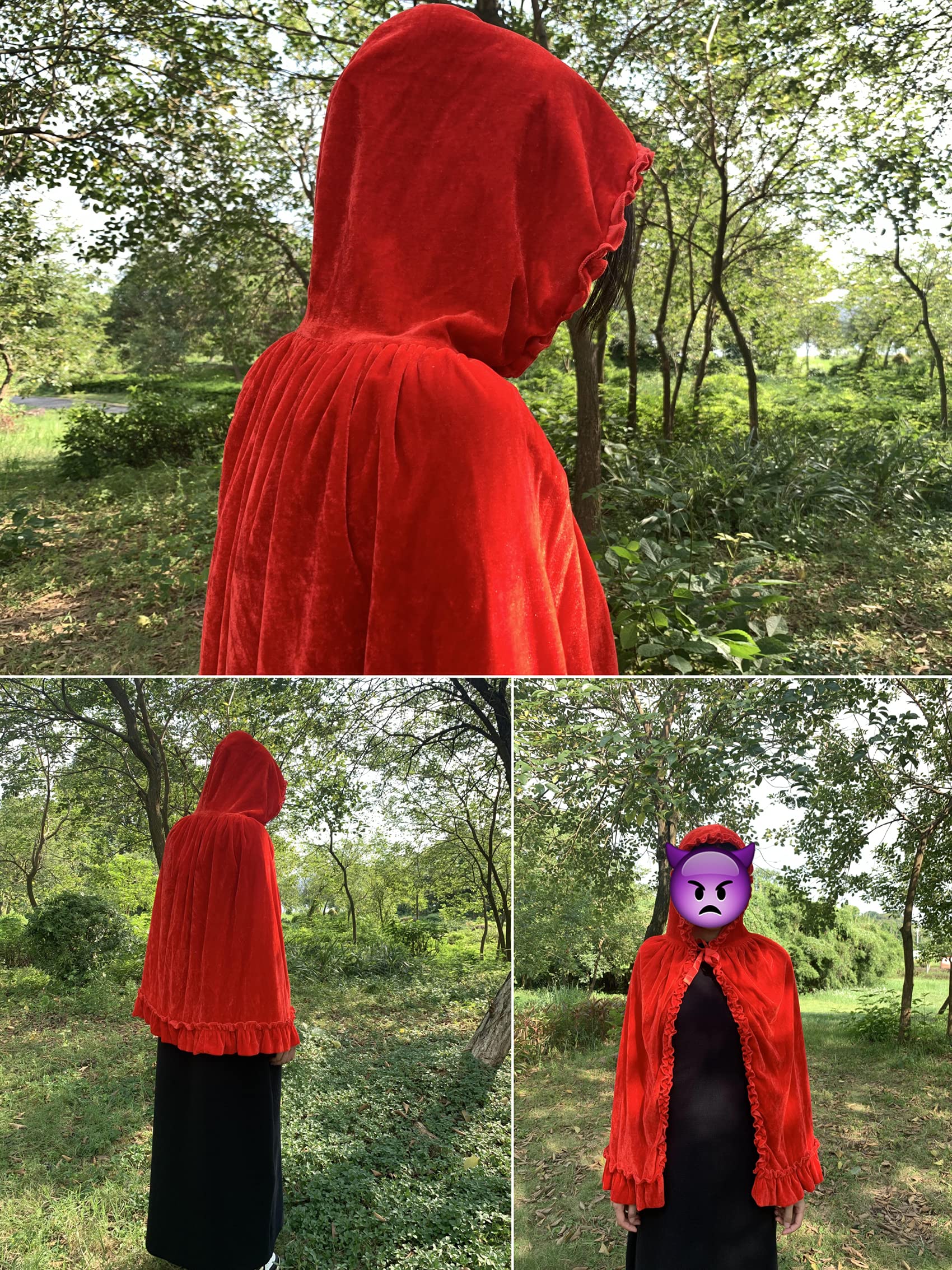 Regenboog Little Red Riding Hood Cape Women,Red Velvet Cape,Halloween Christmas Costume - Image 3