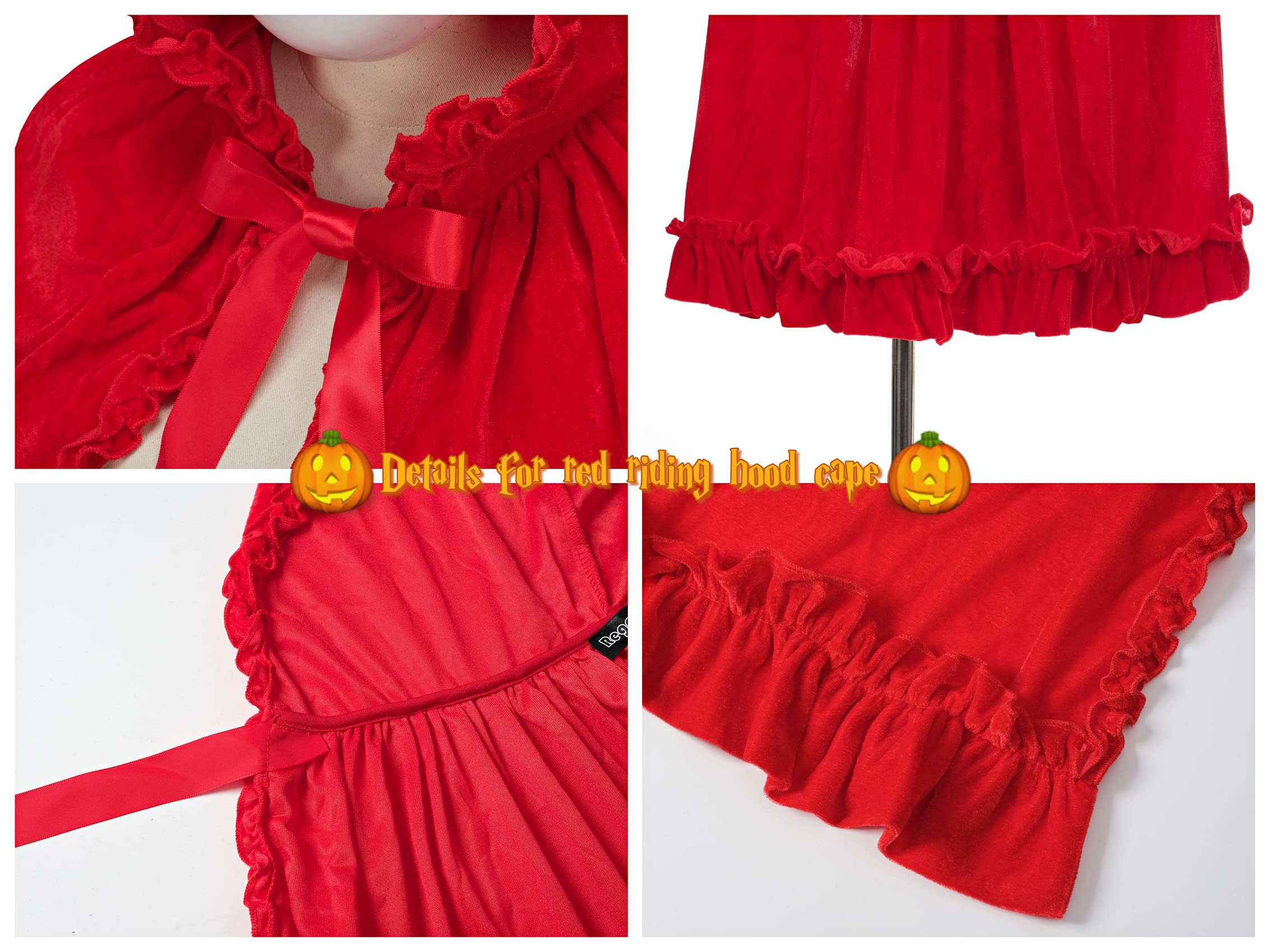 Regenboog Little Red Riding Hood Cape Women,Red Velvet Cape,Halloween Christmas Costume - Image 5