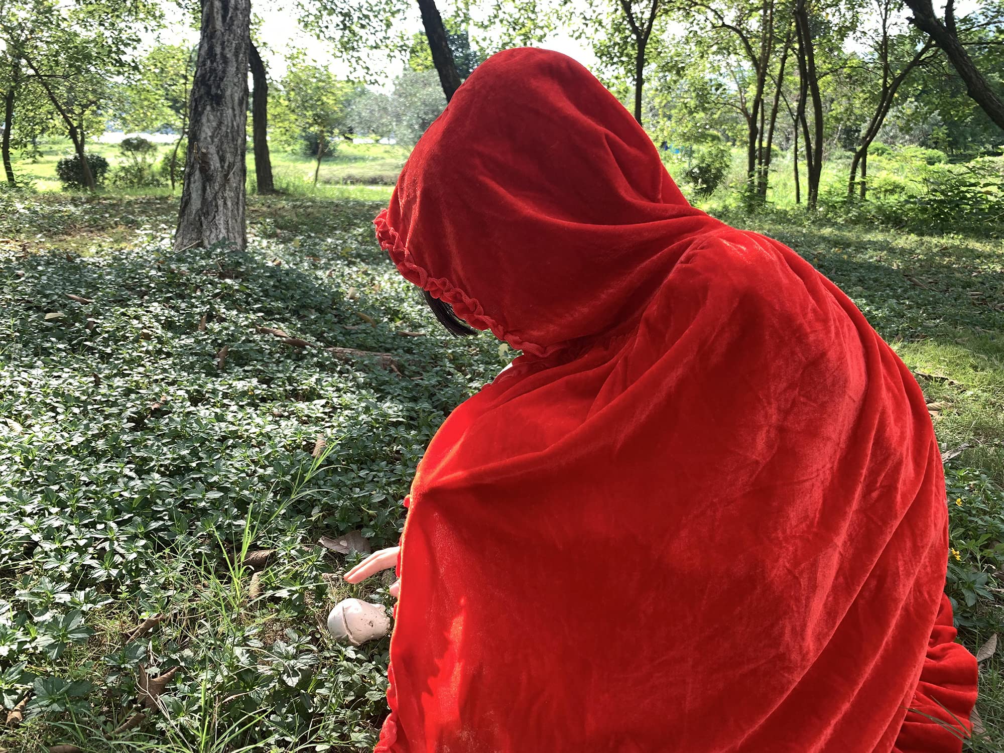 Regenboog Little Red Riding Hood Cape Women,Red Velvet Cape,Halloween Christmas Costume - Image 6