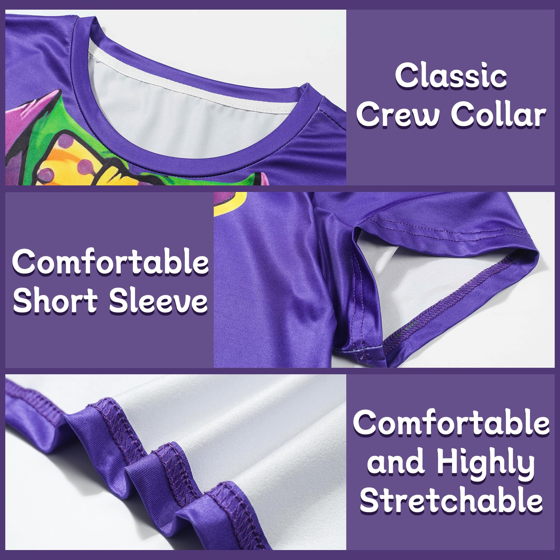 Regenboog Mardi Gras T-Shirt for Men Women, Adult Mardi Gras Round-Neck T-Shirt for Carnival Parades - Image 4