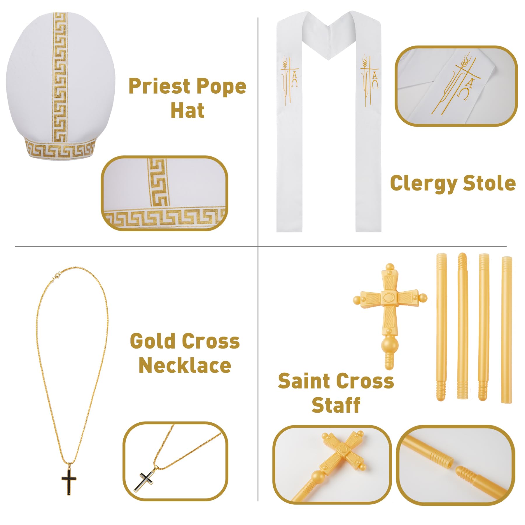 Regenboog Pope Costume Men,Adult Pontiff Costume,Biblical Catholic Cardinal Bishop Outfit Men,Halloween Costume - Image 4