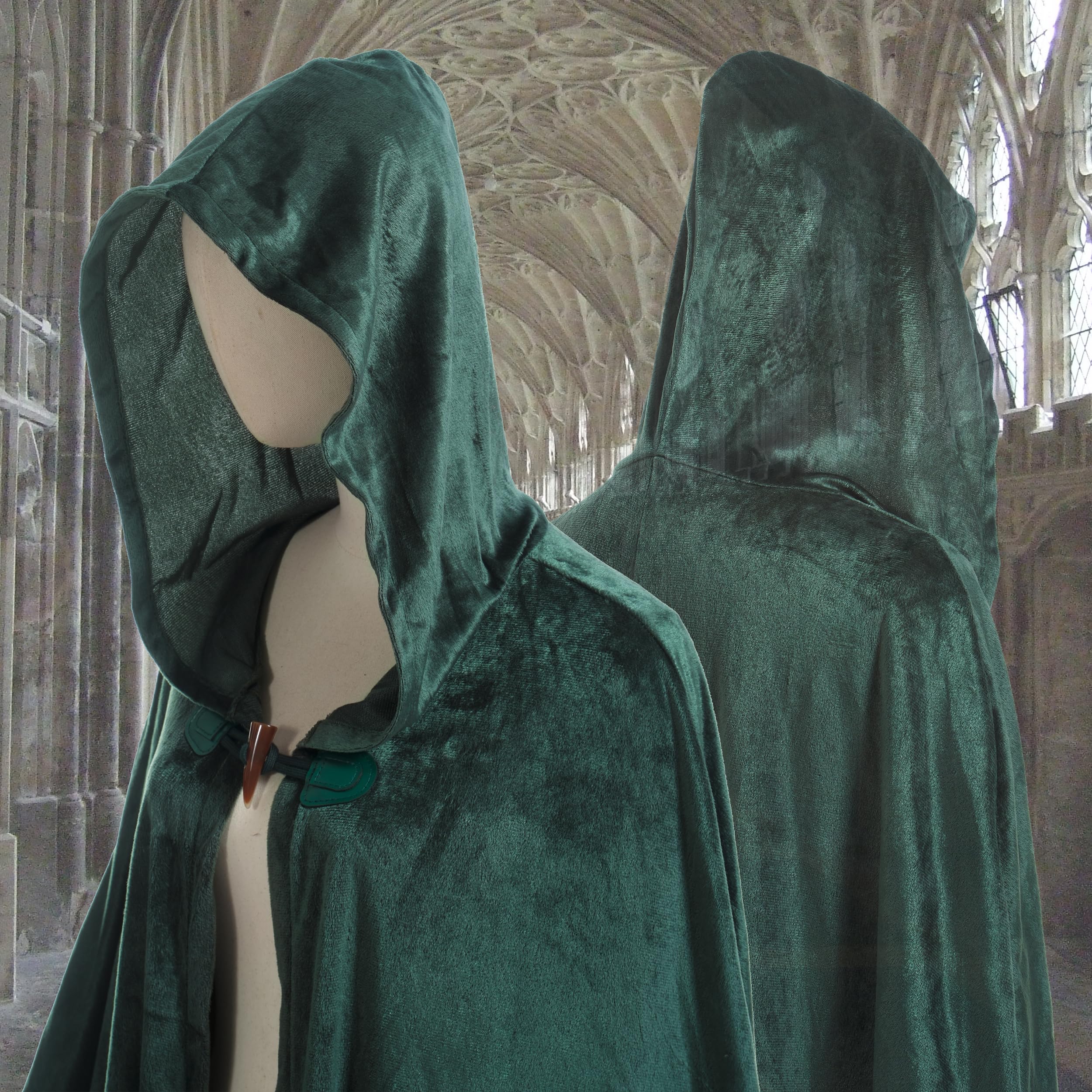 Regenboog Renaissance Cloak Men Women,Medieval Renaissance Costume Cloak,Velvet Cape with Hood - Image 4