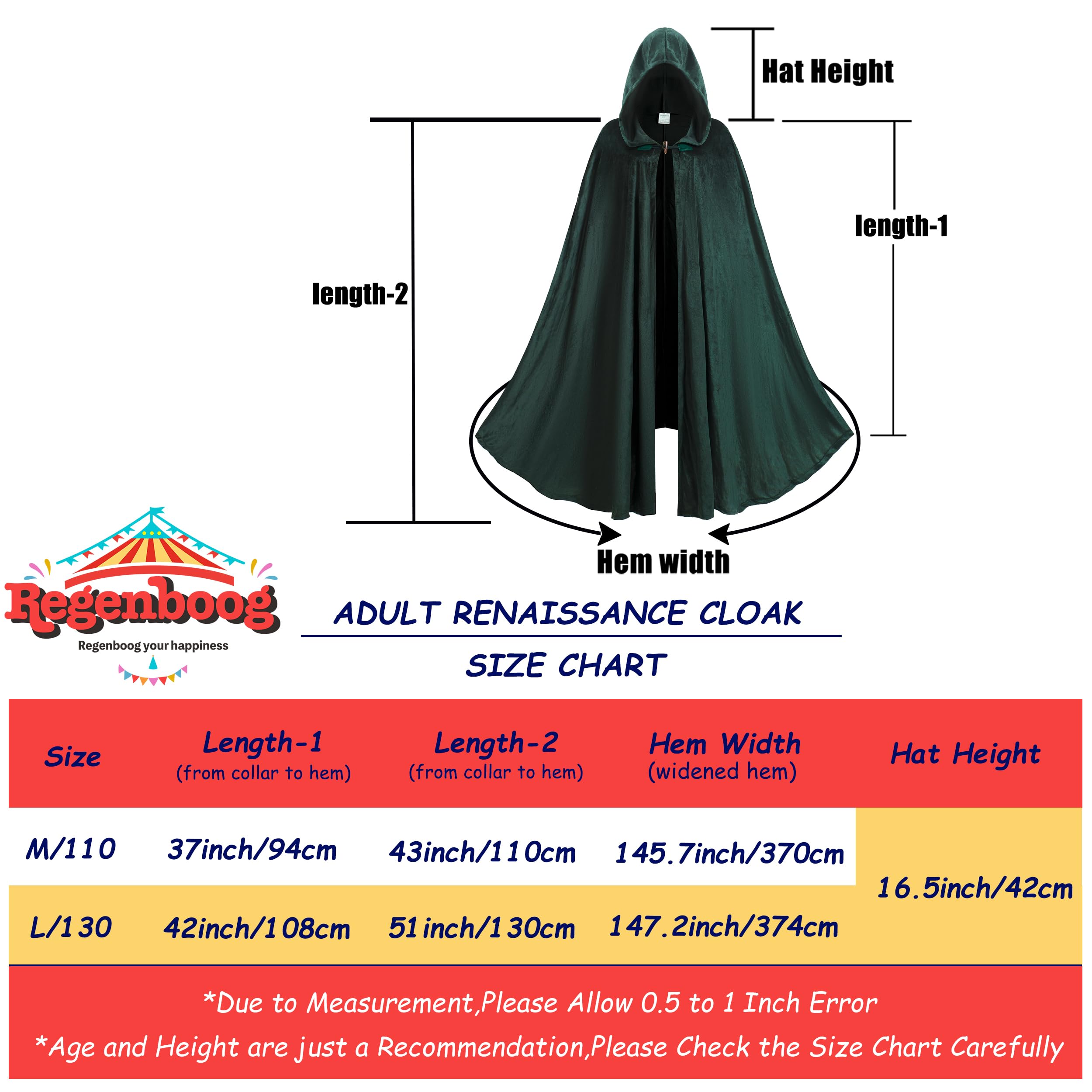 Regenboog Renaissance Cloak Men Women,Medieval Renaissance Costume Cloak,Velvet Cape with Hood - Image 5