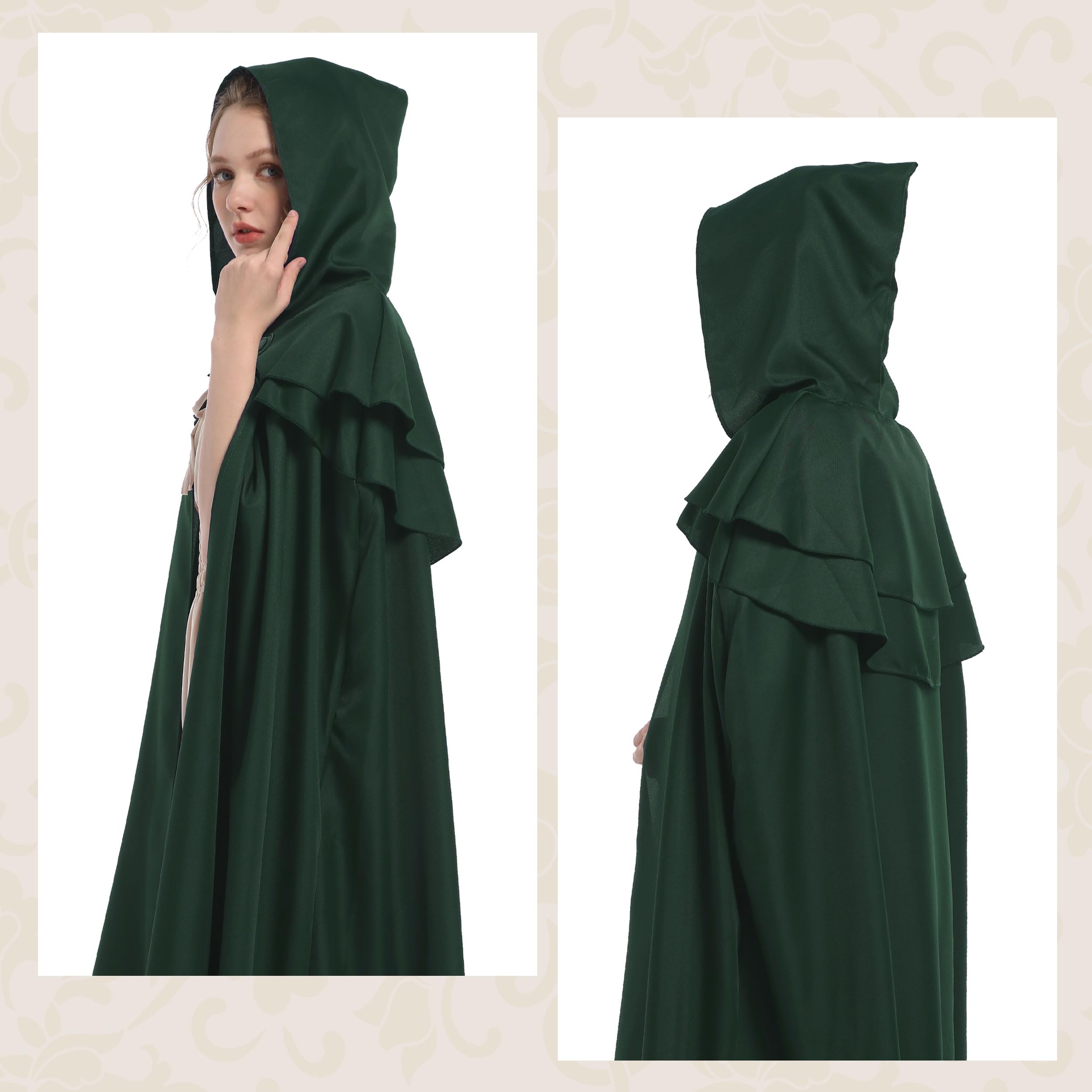 Regenboog Renaissance Hooded Cloak for Women Men, Adult Medieval Cape with Hood, Viking Cloak - Image 3