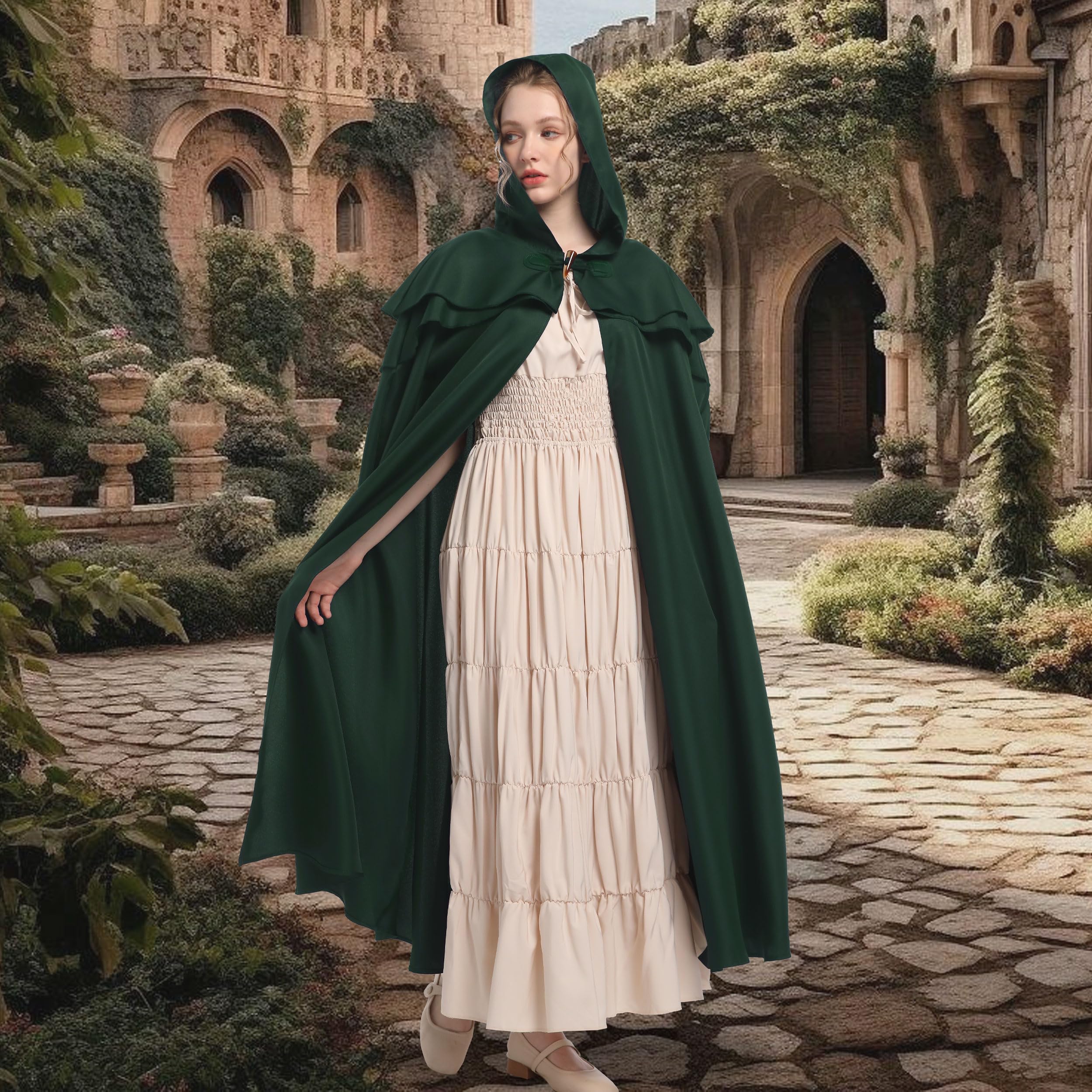 Regenboog Renaissance Hooded Cloak for Women Men, Adult Medieval Cape with Hood, Viking Cloak - Image 6